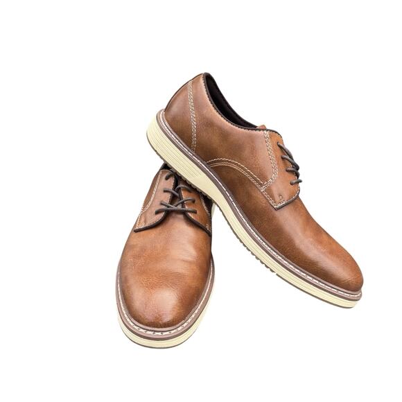 Steve Madden P-Jansen Cognac Brown Oxfords Dress Office Mens Shoes Size 9 NWB - Picture 4 of 6